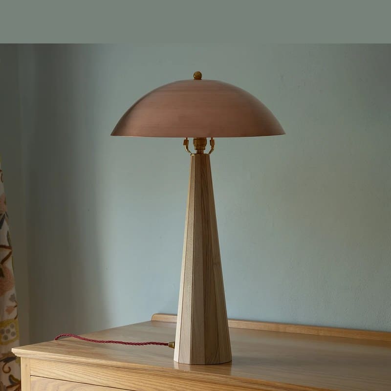 Copper Lamp, hand-spun copper and coopered ash