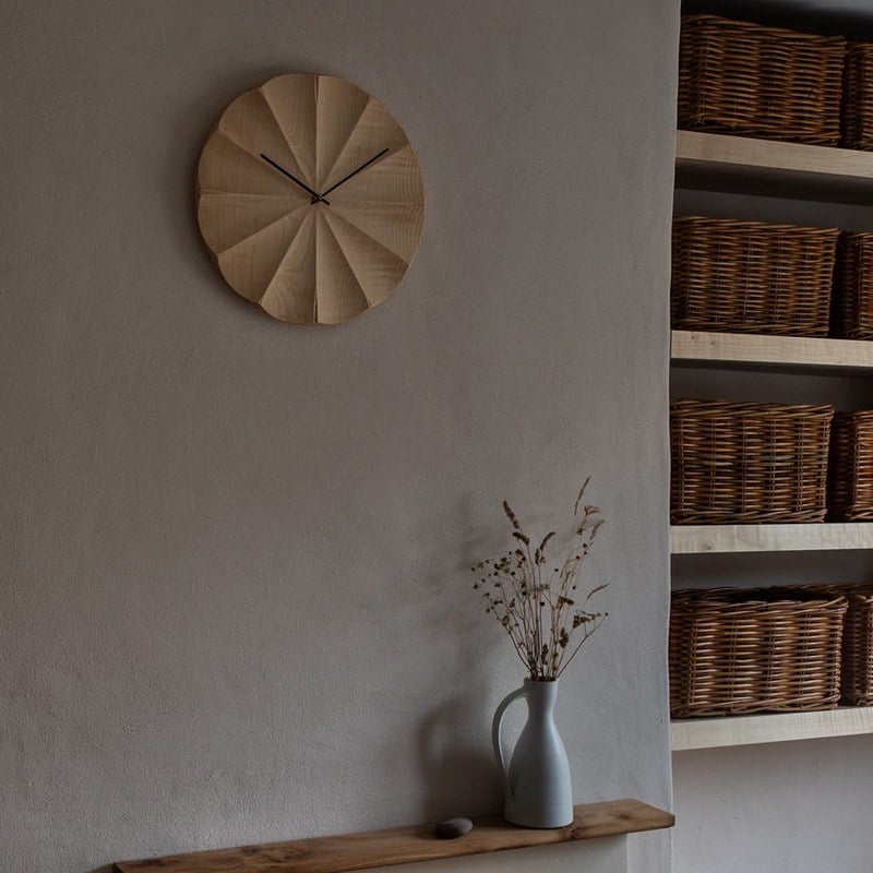 Fluted Clock in British sycamore