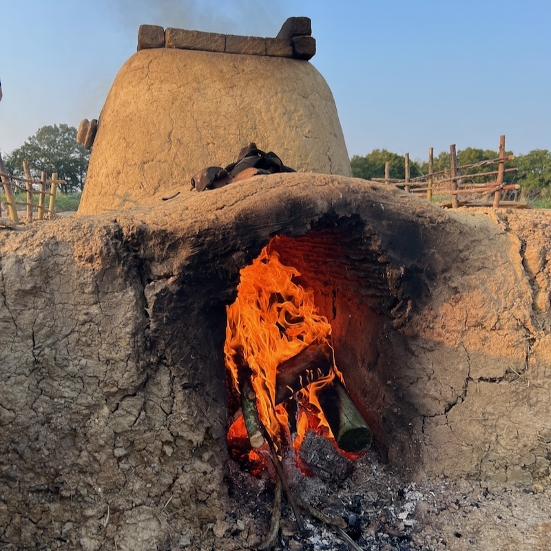 Medieval type wood kiln firing